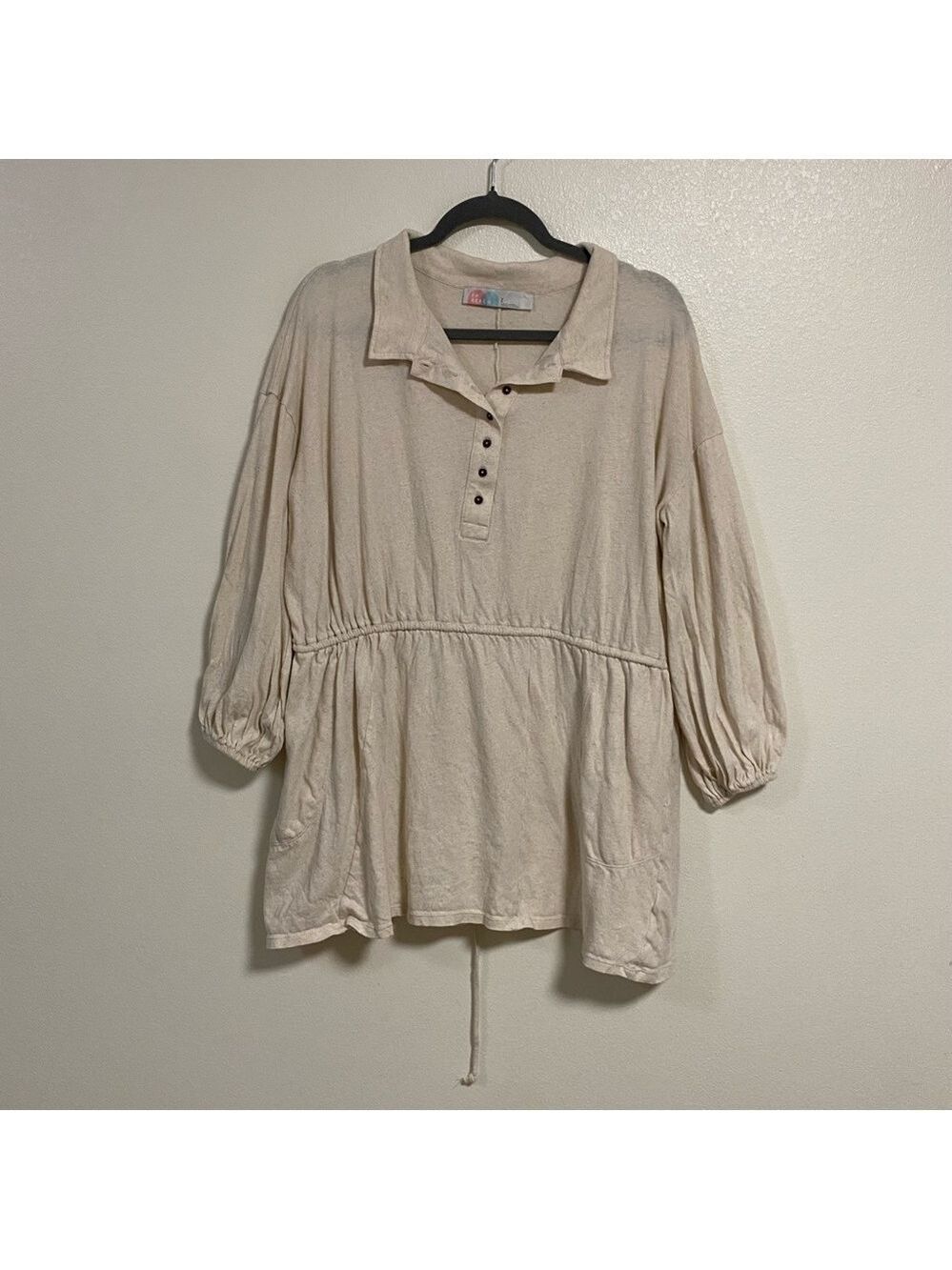 Free People Beach Dress Women’s Size Small beige Linen Cotton Blend Mini Dress